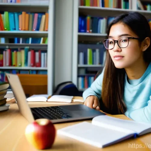 Home 23 영양사 취업 성공 스토리 - **University Breakthrough Moment**
A vibrant, medium shot of a focused female university student...
