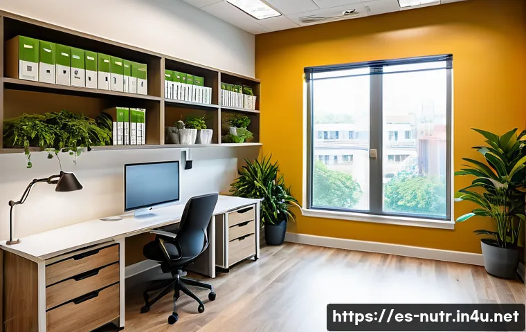 영양사 실무 환경 구축하기 - A modern nutritionist's office designed for maximum efficiency and comfort in a Spanish-speaking env...